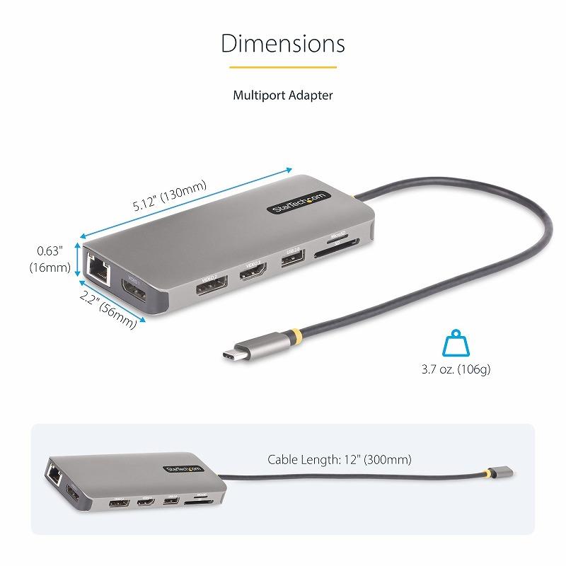 マルチポートアダプター USB-C ハブ 2x 4K60Hz + 1x 4K30Hz HDMI
