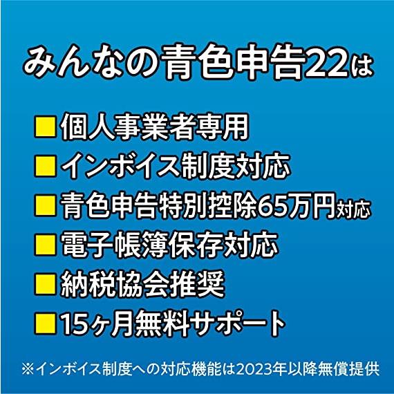 みんなの青色申告22 インボイス制度対応版 ソリマチ 会計ソフト 決算 確定申告 税金計算 個人事業主 税務署 データ管理 送料無料｜acceljapan｜02