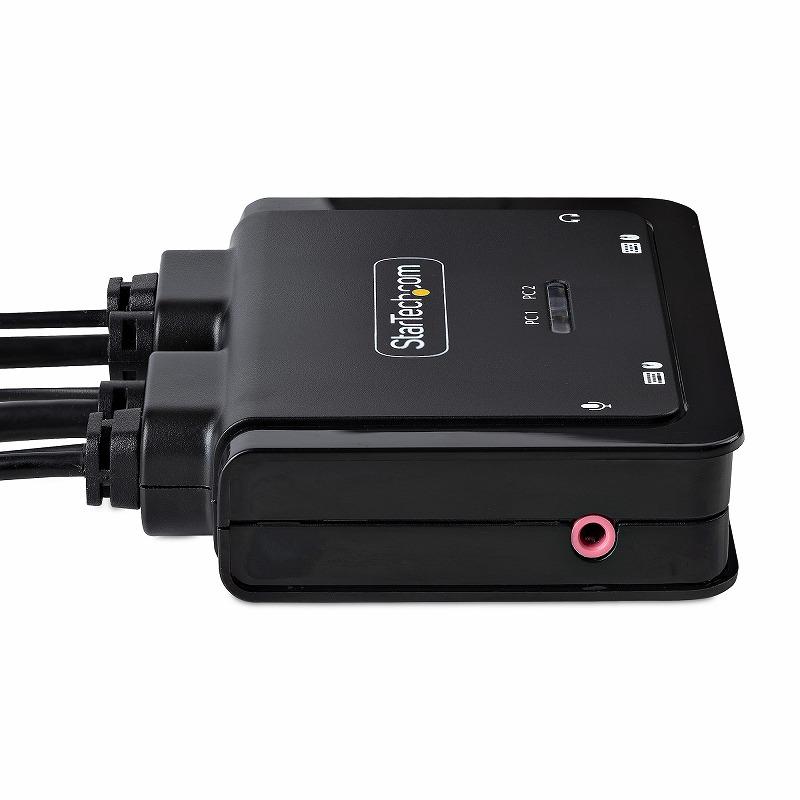 KVMスイッチ 2ポート シングルモニター 4K60Hz HDMI ハイブリッド接続(USB-A HDMI & USB-C DP Altモード) ケーブル一体型 手元スイッチ CPU切替器(2台用)_4