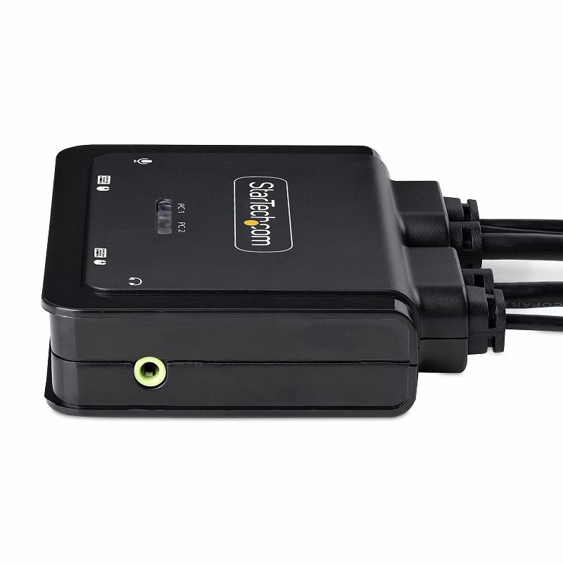 KVMスイッチ 2ポート シングルモニター 4K60Hz HDMI ハイブリッド接続(USB-A HDMI & USB-C DP Altモード) ケーブル一体型 手元スイッチ CPU切替器(2台用)_5