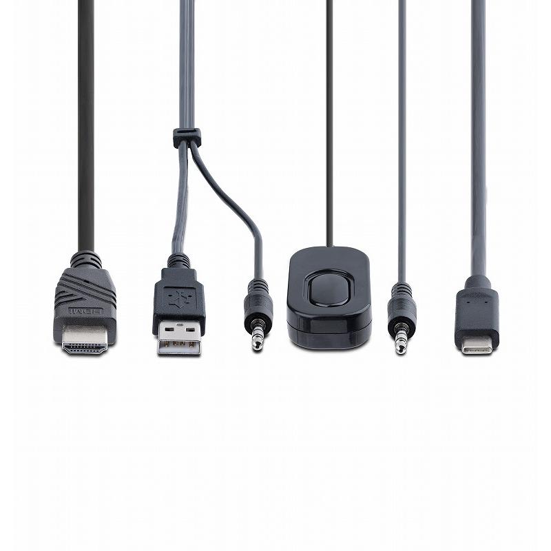 KVMスイッチ 2ポート シングルモニター 4K60Hz HDMI ハイブリッド接続(USB-A HDMI & USB-C DP Altモード) ケーブル一体型 手元スイッチ CPU切替器(2台用)_6