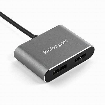 USB-C-DisplayPort HDMI変換アダプタ 4K 60Hz対応 USB Type-C接続HDMI ディスプレイポート 2 in 1アダプタ   スターテック Startech 3年保証の画像