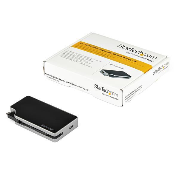 USB Type-C接続マルチディスプレイアダプタ 95W USB PD対応 4K 60Hz対応 スペースグレー VGA DVI HDMI mDP出力対応  スターテック Startech 3年保証の画像