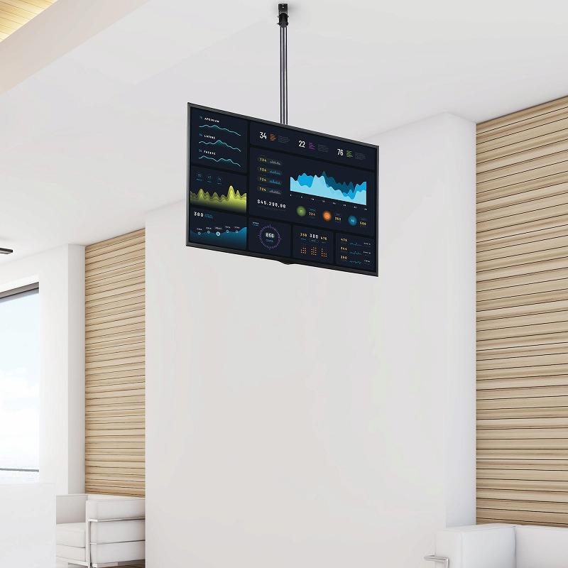 薄型液晶テレビ天吊り金具 天井からの距離を560mmから910mmに調節 32インチから75インチTVに対応できる天吊りハンガー スターテック Startechの画像