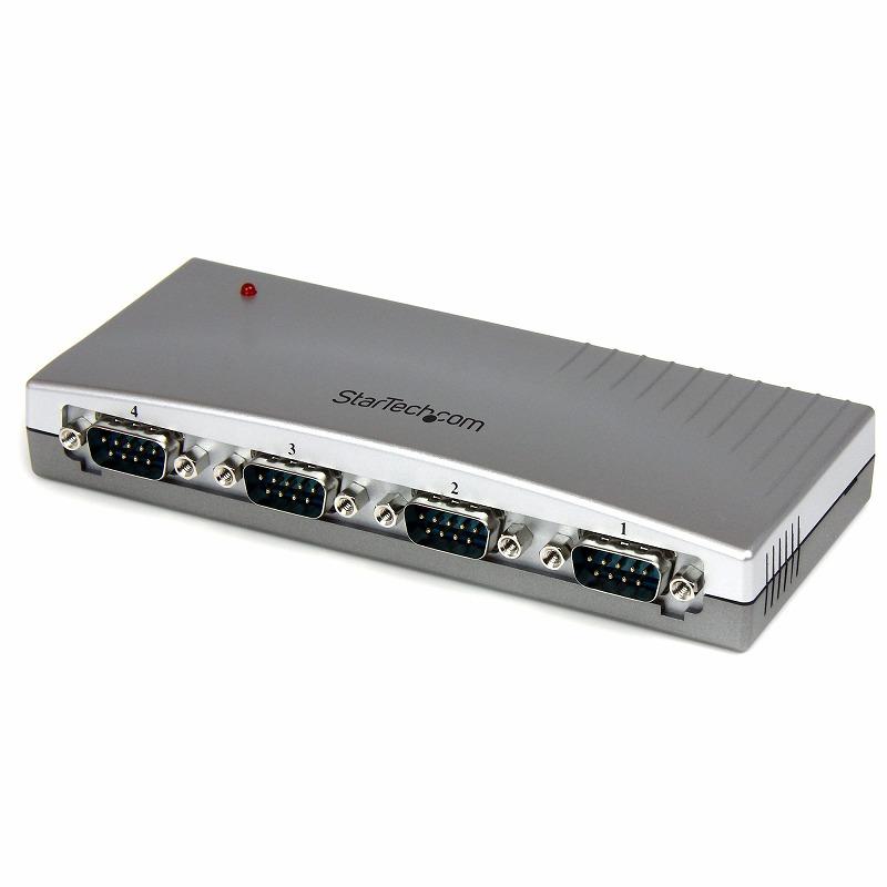 4ポート USB-RS232C変換ハブ USB2.0-シリアル (x 4) コンバータ  変換アダプタ USB A (オス)-D-Sub9ピン (オス)  スターテック Startech 2年保証の画像