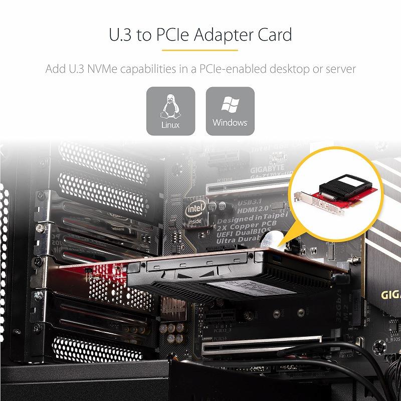 U.3-PCIeアダプタカード PCI Express 4.0 x4 2.5インチ U.3 NVMe SSD SFF-TA-1001_8