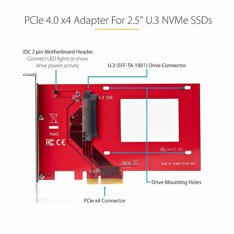 U.3-PCIeアダプタカード PCI Express 4.0 x4 2.5インチ U.3 NVMe SSD SFF-TA-1001_9