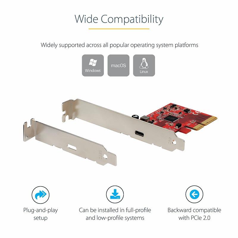 PCI Express拡張カード PCIe 3.0 x4 1ポート USB Type-C 3.2 Gen 2x2