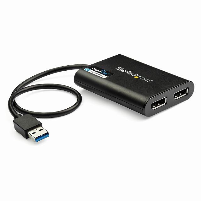 USB 3.0 - デュアルDisplayPortアダプタ 4K 60Hz USB 3.0 (5Gbps) USBデュアルモニタ対応アダプタ  スターテックの画像