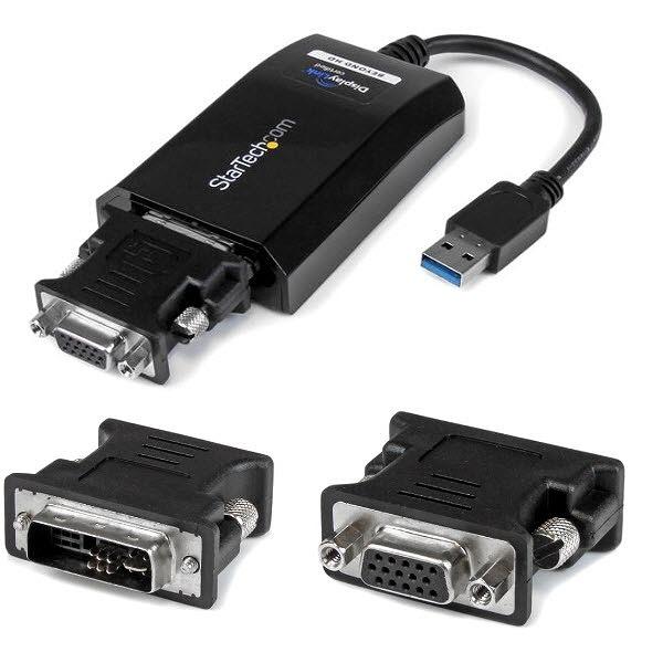 USB 3.0-DVI  VGA変換アダプタ 外付けディスプレイ増設アダプタ USB3.0 A(オス)-DVI-I 29ピン(メス) 2048x1152 スターテック StarTech.com 2年保証の画像