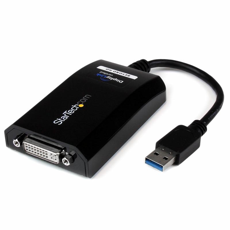 USB 3.0-DVI  VGA変換アダプタ 外付けディスプレイ増設アダプタ USB3.0 A(オス)-DVI-I 29ピン(メス) 2048x1152 スターテック StarTech.com 2年保証の画像
