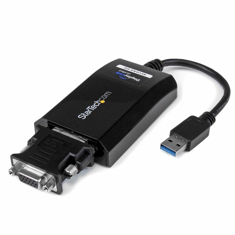 USB 3.0-DVI  VGA変換アダプタ 外付けディスプレイ増設アダプタ USB3.0 A(オス)-DVI-I 29ピン(メス) 2048x1152 スターテック StarTech.com 2年保証の画像