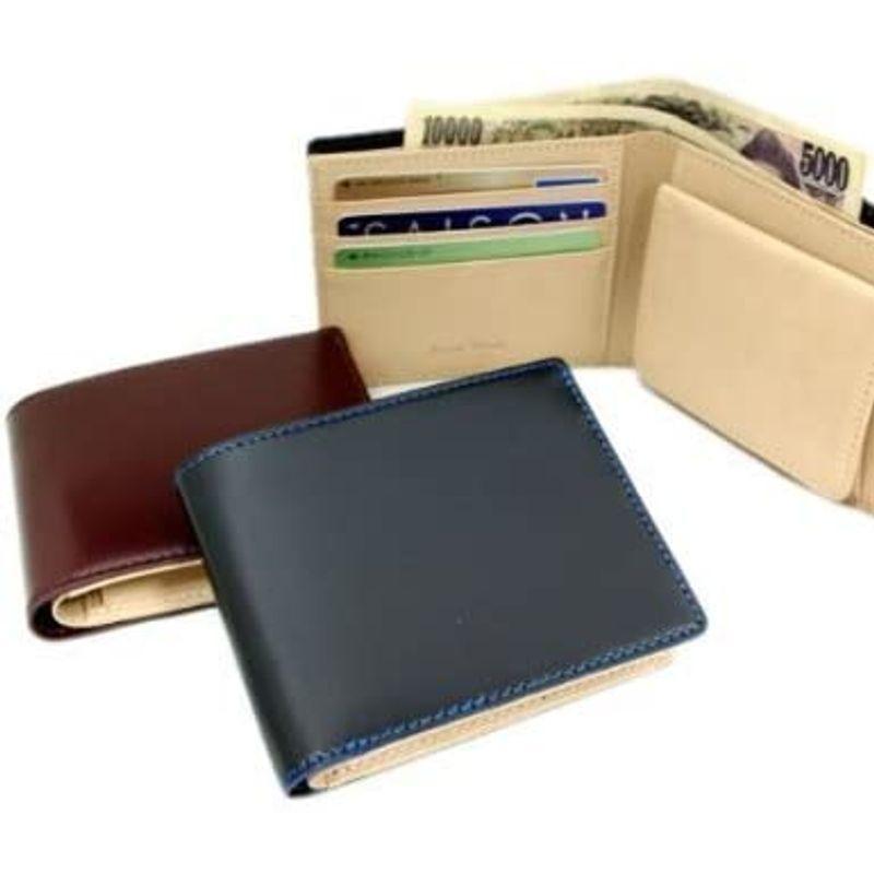 Saint Mode（セイントモード）国産コードバン(馬尻革)×本ヌメ革財布(BOX型小銭入付二つ折財布） (ブルー) 財布、帽子、ファッション小物 CE1597601382(14023円)