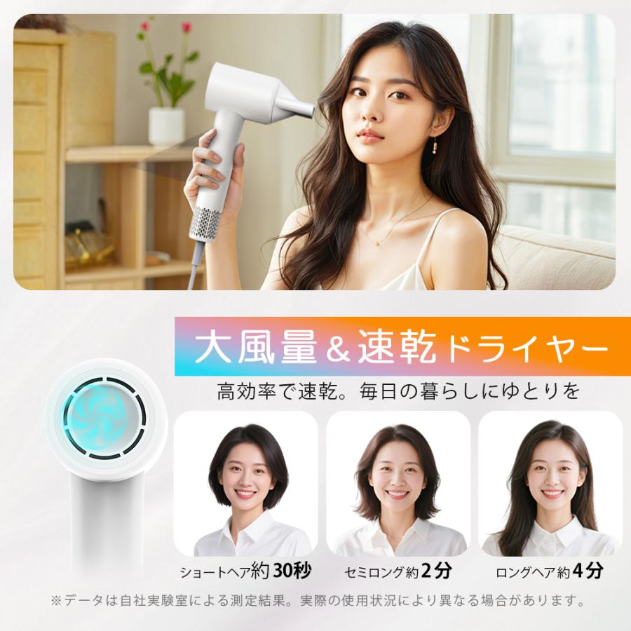 2年保証付 360°回転軽量ドライヤー 6段階 温度調節 風速調節 冷風