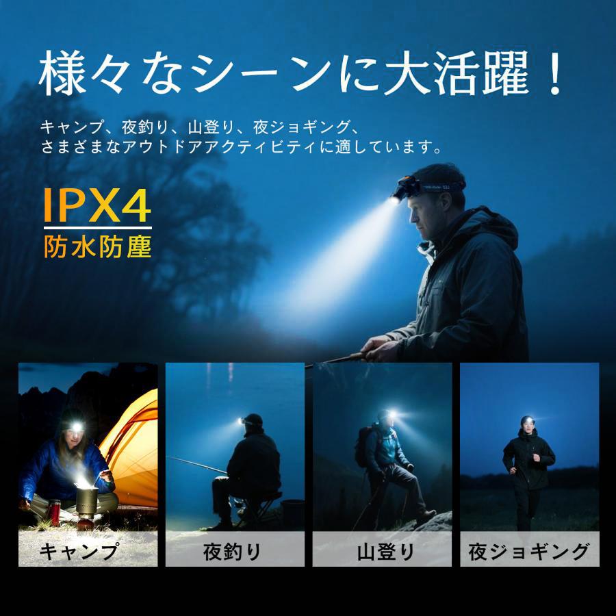 保証付 充電式 LED ヘッドライト IPX4 800lm 作業 軽量 登山 ランプ 超