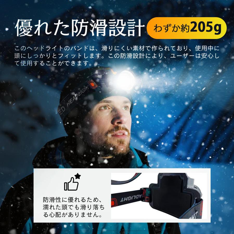 保証付 充電式 LED ヘッドライト IPX4 800lm 作業 軽量 登山 ランプ 超