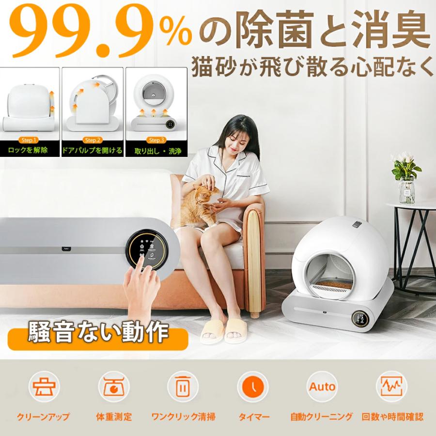 保証付 体重測定可能自動ネコトイレ 猫砂飛び散らない 猫トイレ 自動