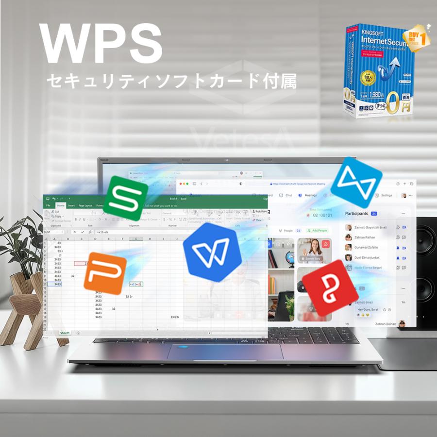 保証付 新品 ノートパソコン ノートPC Win11搭載 WPS Office Celeron メモリ16GB SSD512GB 15.6型 指紋認証 10キー  初心者向け テレワーク応援 送料無料   NQ7 | VETESA | 06