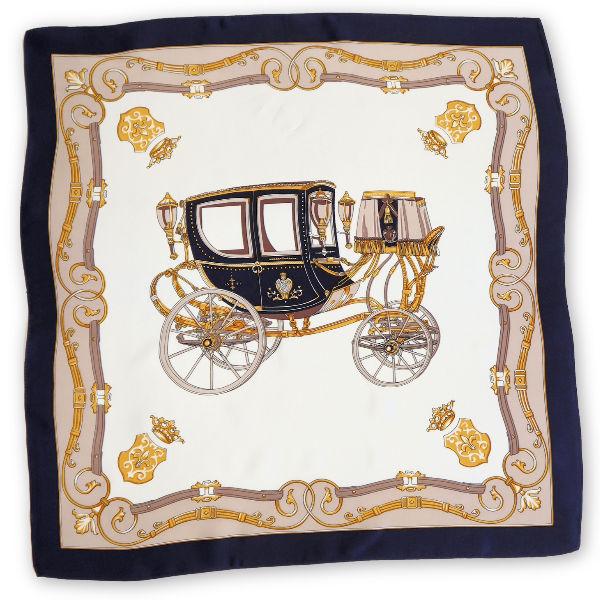 営業日のみ出荷】クーペ馬車柄 シルクスカーフ バッグ用スカーフ 営業日のみ出荷】クーペ馬車柄 シルクスカーフ バッグ用スカーフ