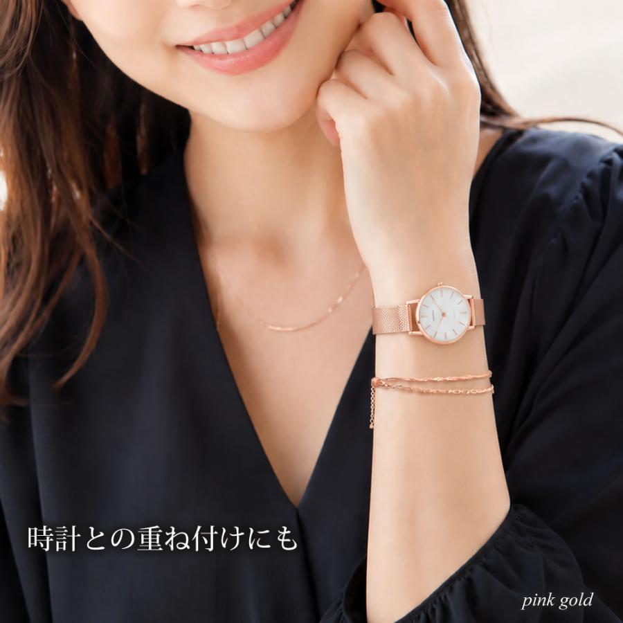 2連 チェーン ブレスレット レディース シンプル 華奢 ゴールド