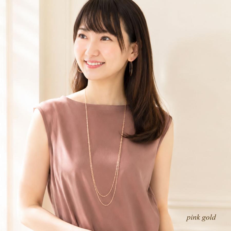 ロングネックレス レディース 2連 シンプル チェーンネックレス