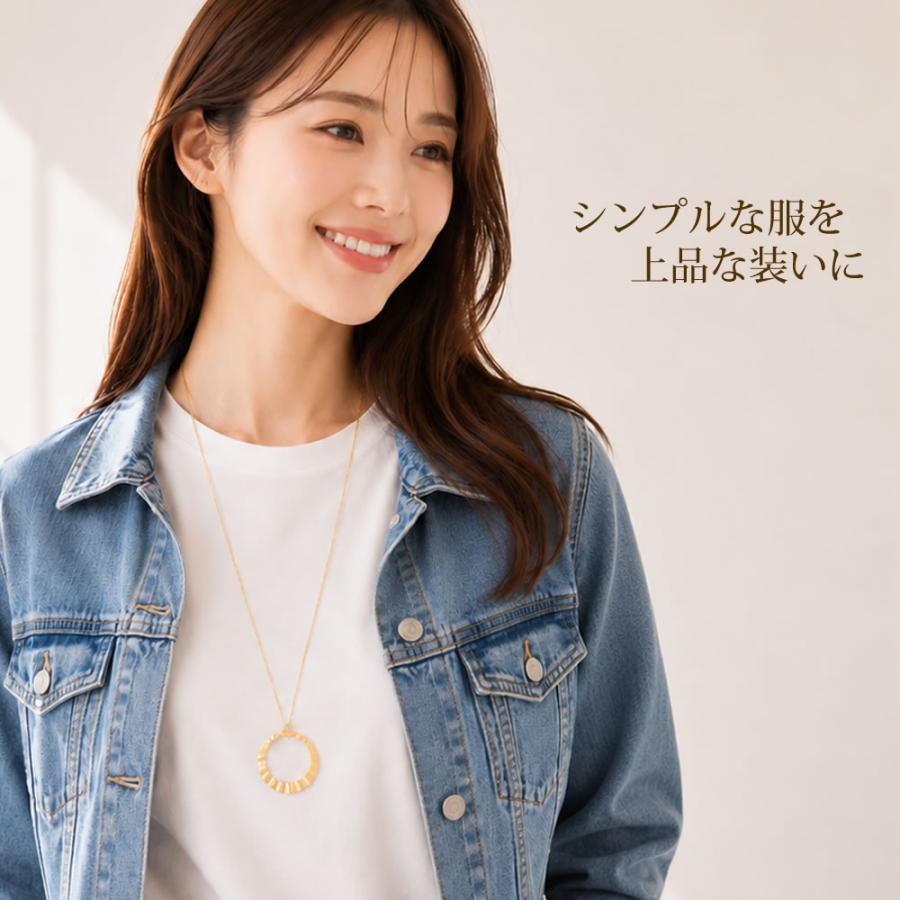 K14GF ネックレス ゴールドフィルド ロング エクリプス チャーム付き レディース 18K 18金をお探しの方に 人気 30代 40代 50代 金属アレルギー対応 ギフトBOX付の画像