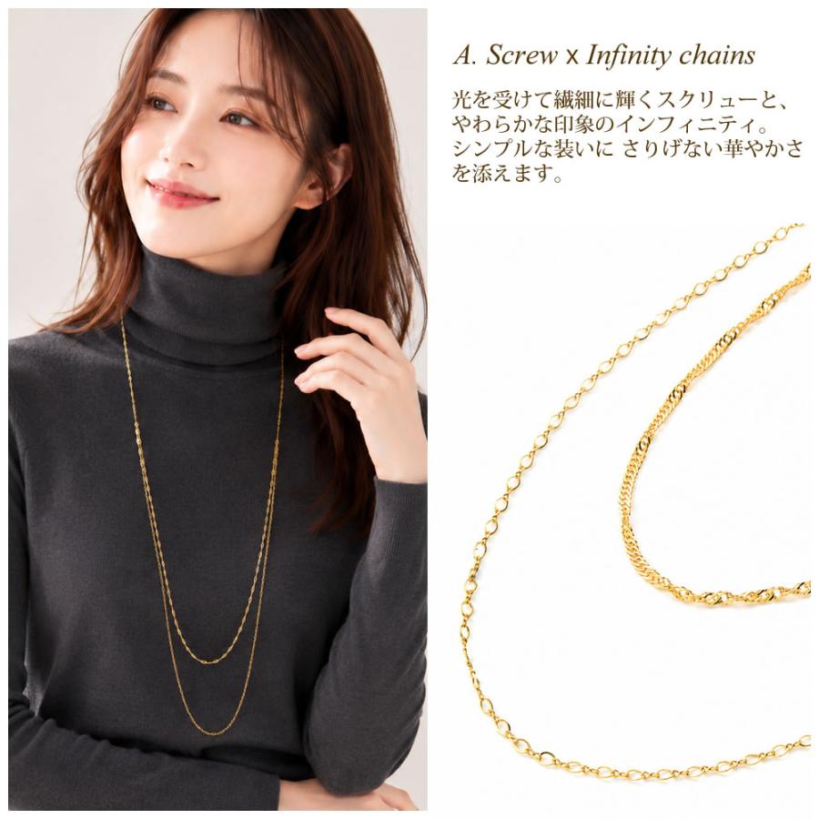 K14GF 2連 ロングネックレス レディース 90cm ゴールド フィルド