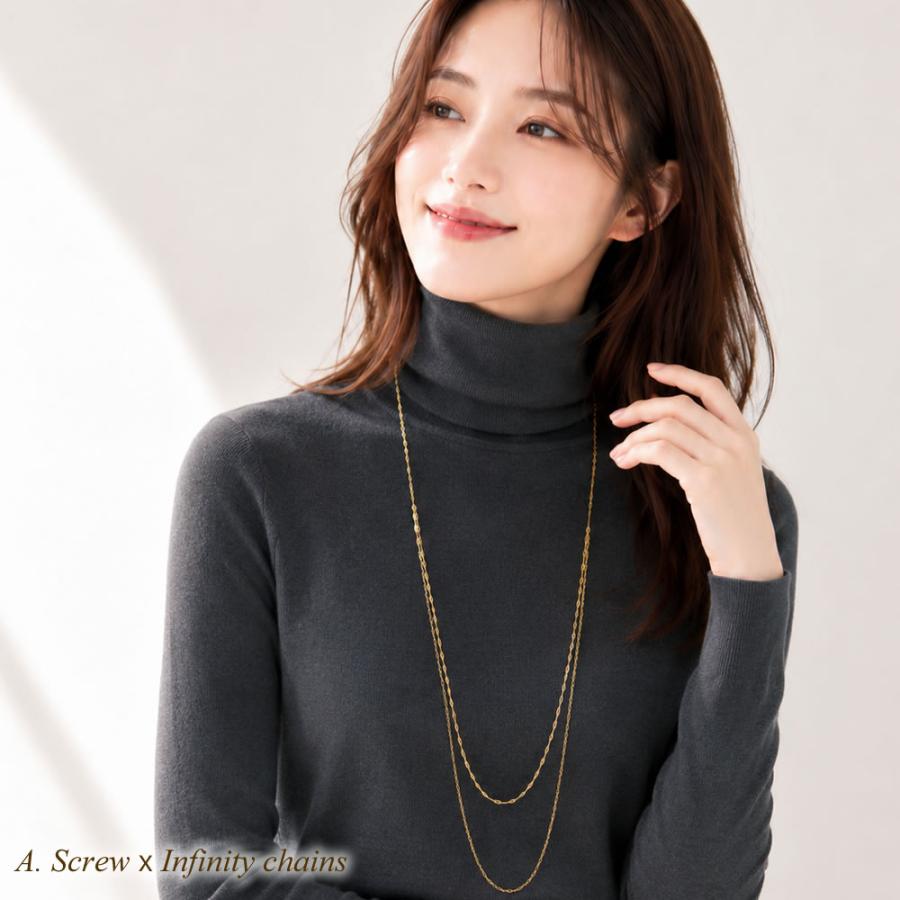 K14GF 2連 ロングネックレス レディース 90cm ゴールド フィルド