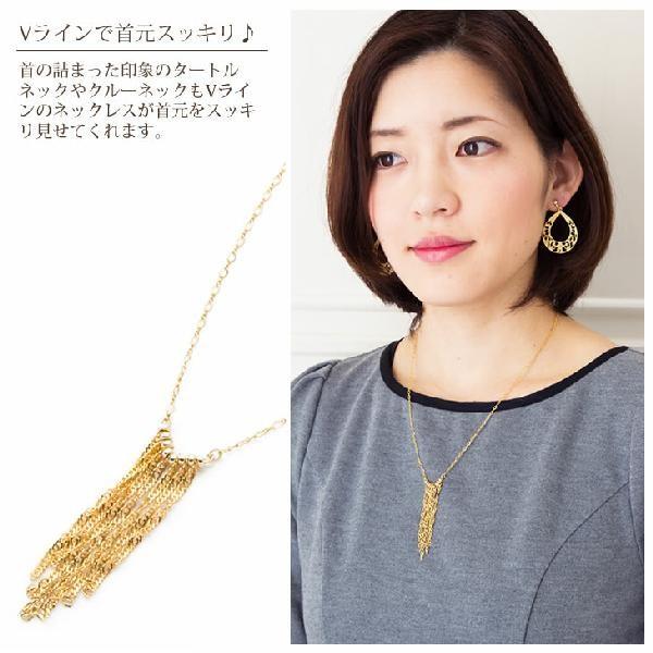 ネックレス レディース K14GF フリンジチェーン ミドル ゴールド 