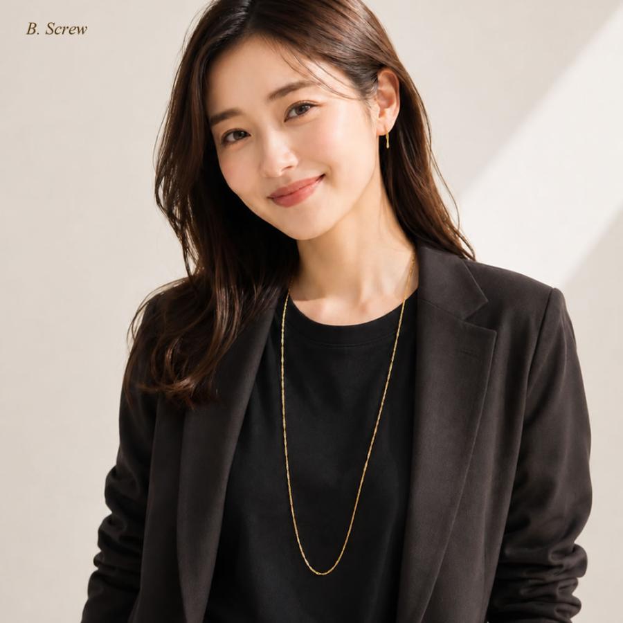 ロング ネックレス レディース シンプル 1連 K14GF チェーンのみ 80cm