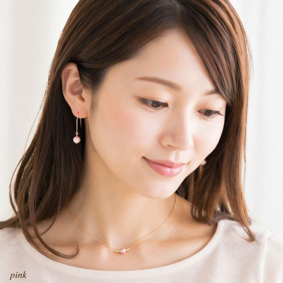 一粒パール ピアス K14GF ゴールドフィルド 弓形 ラインピアス