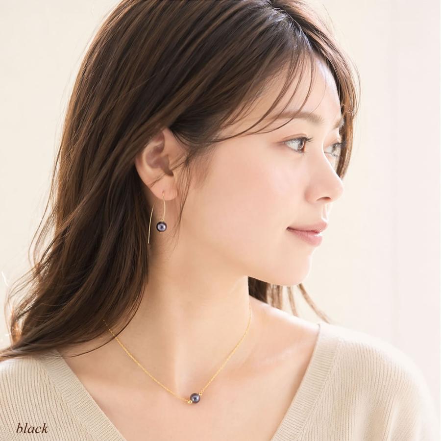 一粒パール ピアス K14GF ゴールドフィルド 弓形 ラインピアス