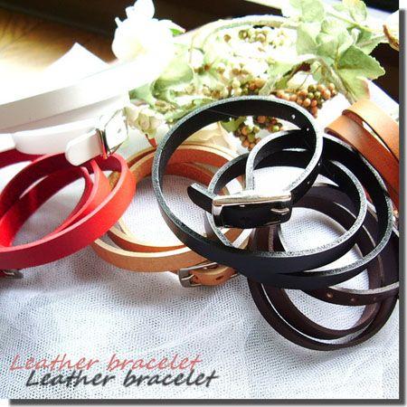 ブレスレット バングル レザー 3連 ブレス 革 本革 : Lune(ルネ