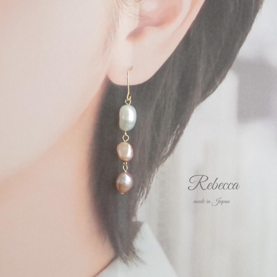 イヤリング 淡水パール ピンク 日本製 30代 40代 50代 : Accessory