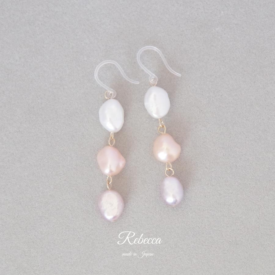 イヤリング 淡水パール ピンク 日本製 30代 40代 50代 : Accessory