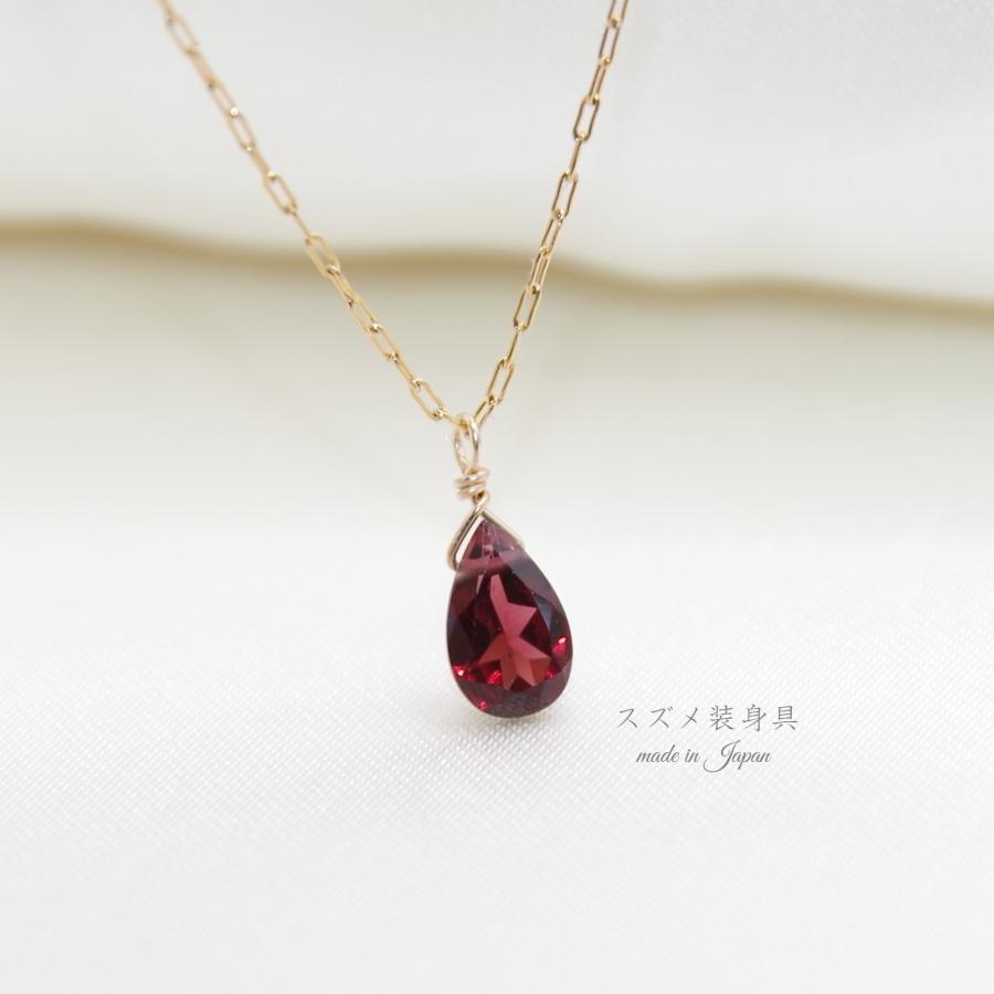 ネックレス ガーネット アレルギー対応 赤 レッド 上品 可愛い