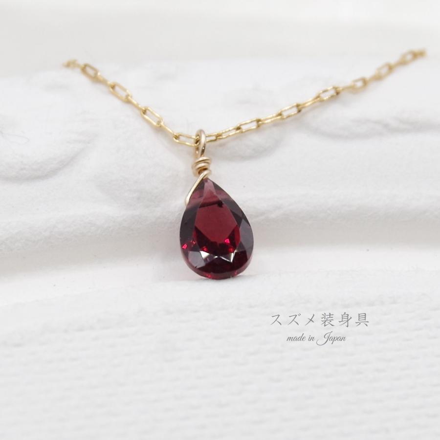 ネックレス ガーネット アレルギー対応 赤 レッド 上品 可愛い