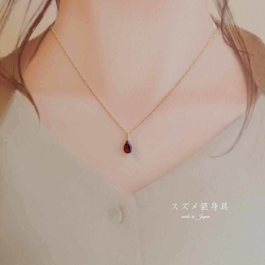 ネックレス ガーネット アレルギー対応 赤 レッド 上品 可愛い