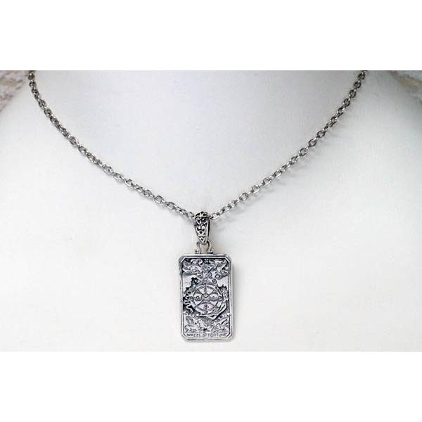 シルバー925 ペンダント ネックレス タロットカード 運命の輪 クロス