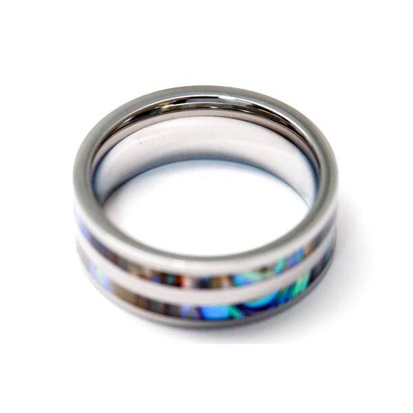 天然 アワビ貝 アバロンシェル ステンレス メンズ リング : 東京