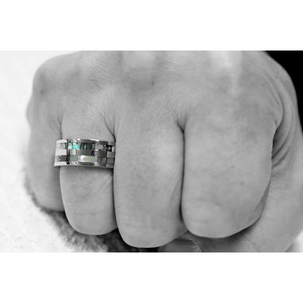 天然 アワビ貝 アバロンシェル ステンレス メンズ リング : 東京