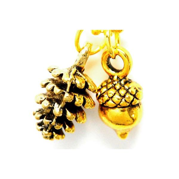 松ぼっくり どんぐり チャーム イエローゴールドカラー レディース