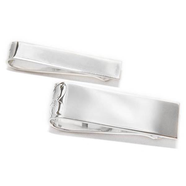 プルメリア 花 フラワー 波彫り スクロール ハワイアンジュエリー 銀 マネークリップ 財布 お札 【スリム 8mm幅】 ハワイアンジュエリー プルメリア 花 フラワー 波彫り スクロール