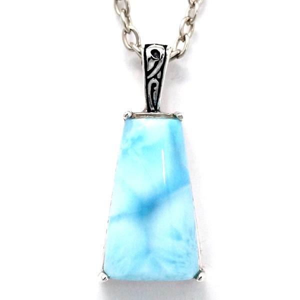 インディアンジュエリー ペンダント ネックレス 天然石 ラリマー ネイティブアメリカン ヒーリングプラント ツタ 台形 メンズ レディース シルバー925