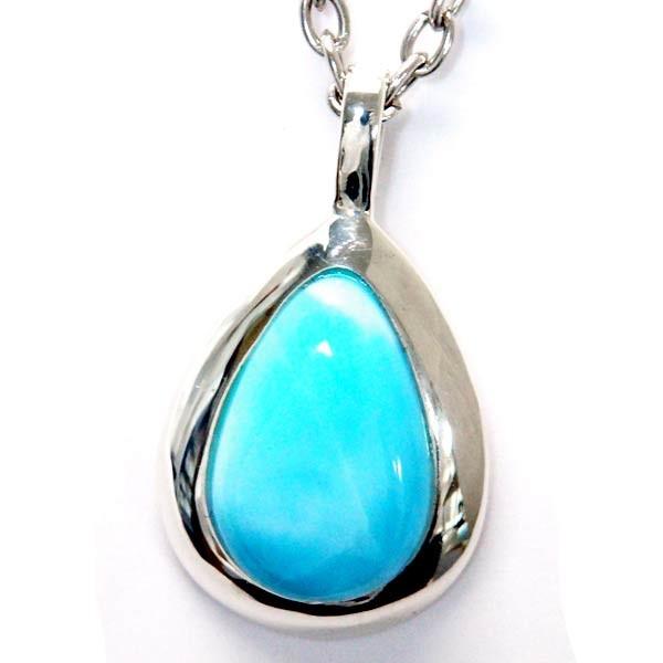 インディアンジュエリー ペンダント ネックレス 天然石 ラリマー ネイティブアメリカン 鏡面仕上げ 雫型 縄 ワイヤー メンズ レディース シルバー925 | Indian Jewelry