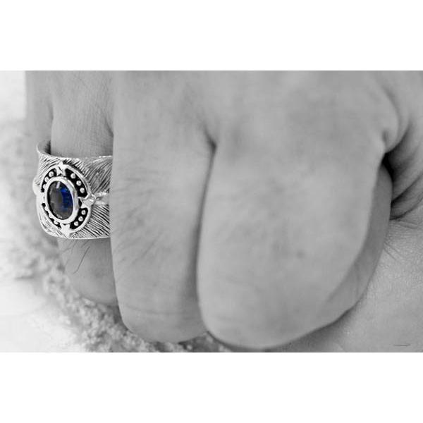 インディアンジュエリー リング 天然石 ミスティックトパーズ フェザー 羽 スター 星 シルバー925 メンズ | Indian Jewelry | 06