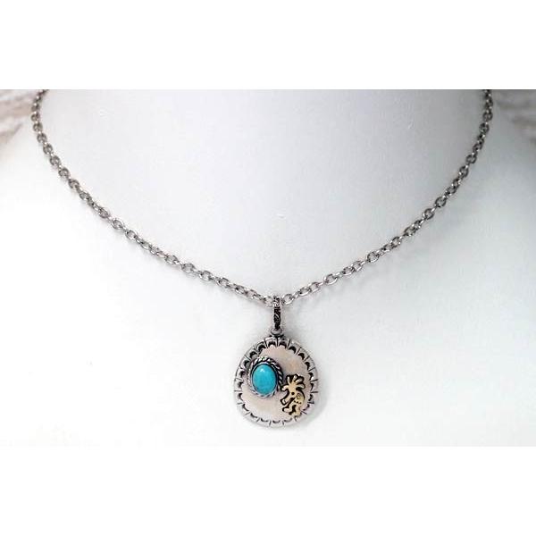 アースデザイン インディアンジュエリー ターコイズ ココペリ 精霊 ウォーター 水 レインクラウド 雲 プレート メンズ シルバー925 ペンダント ネックレス | Indian Jewelry | 05