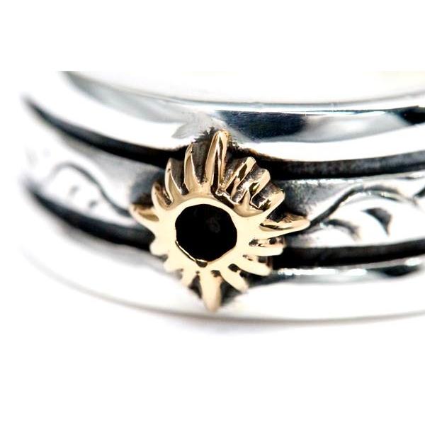 18.5号 波 インレイリング 14K ゴールド 925 インディアンジュエリー 18.5号 波 インレイリング 14K ゴールド 925 インディアンジュエリー