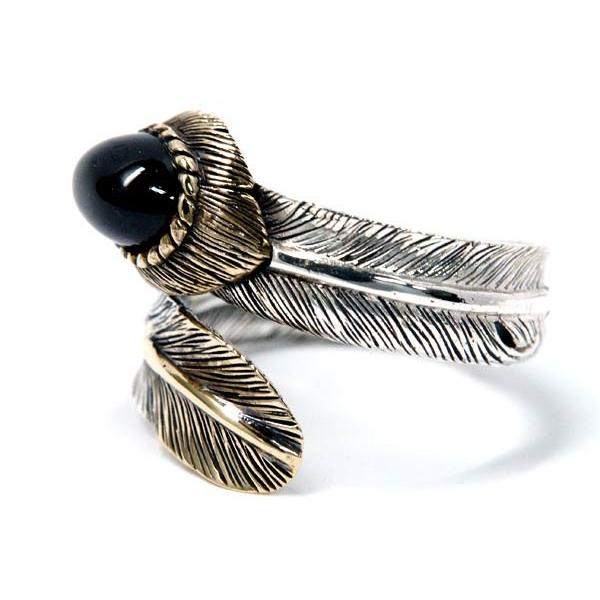 インディアンジュエリー リング フェザー 羽 天然石 ブラックスター ゴールド シルバー925 メンズ | Indian Jewelry | 02