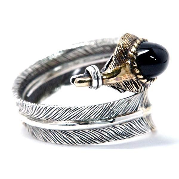 インディアンジュエリー リング フェザー 羽 天然石 ブラックスター ゴールド シルバー925 メンズ | Indian Jewelry | 03